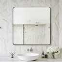 Delma Bathroom Vanity Mirror, Black Framed Bathroom Mirror for Over Sink, High-Definition Bathroom Mirror, Versatile Bathroom Vanity Mirror, Hangs Horizontally or Vertically(30x30, Black)