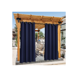 NICETOWN 2 Pieces Outdoor Waterproof Patio Curtains 84 Inches Long, Rustproof Grommets Vertical Drapes Keep Sun & Rain Out for Porch/Cabana/Gazebo, Navy Blue, 55'' Wide