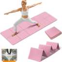 Foldable Travel Yoga Mat 72"x24"x0.24", Lightweight Non Slip Exercise Mat, Portable Folding Workout Mat for Yoga, Pilates, Stretching, Home Gym, Outdoor Fitness & Travel