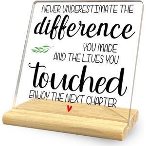 Never Underestimate the Difference You Made Farewell Acrylic Desk Decorative Sign, Goodbye Gifts for Coworkers, Going Away Decor for Desk Party