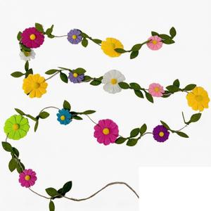 Felt Colorful Daisy Banner 120in Spring Birthday Wedding Party Decorations, Colorful Flowers GreenLeaves Chain Garland, Flower Leaf Party PhotoProps, Bohemian Daisy Home Room Hanging Garland Decor