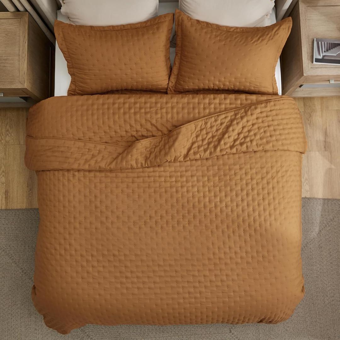 Bedsure Boho King Quilt Set - Ultra Soft Quilt Bedding Set for Boho Bedroom Decor, Lightweight All-Season King Size Comforter with 2 Pillow Shams, Honey Ginger Summer Bedspread Coverlet 106x96 Inch