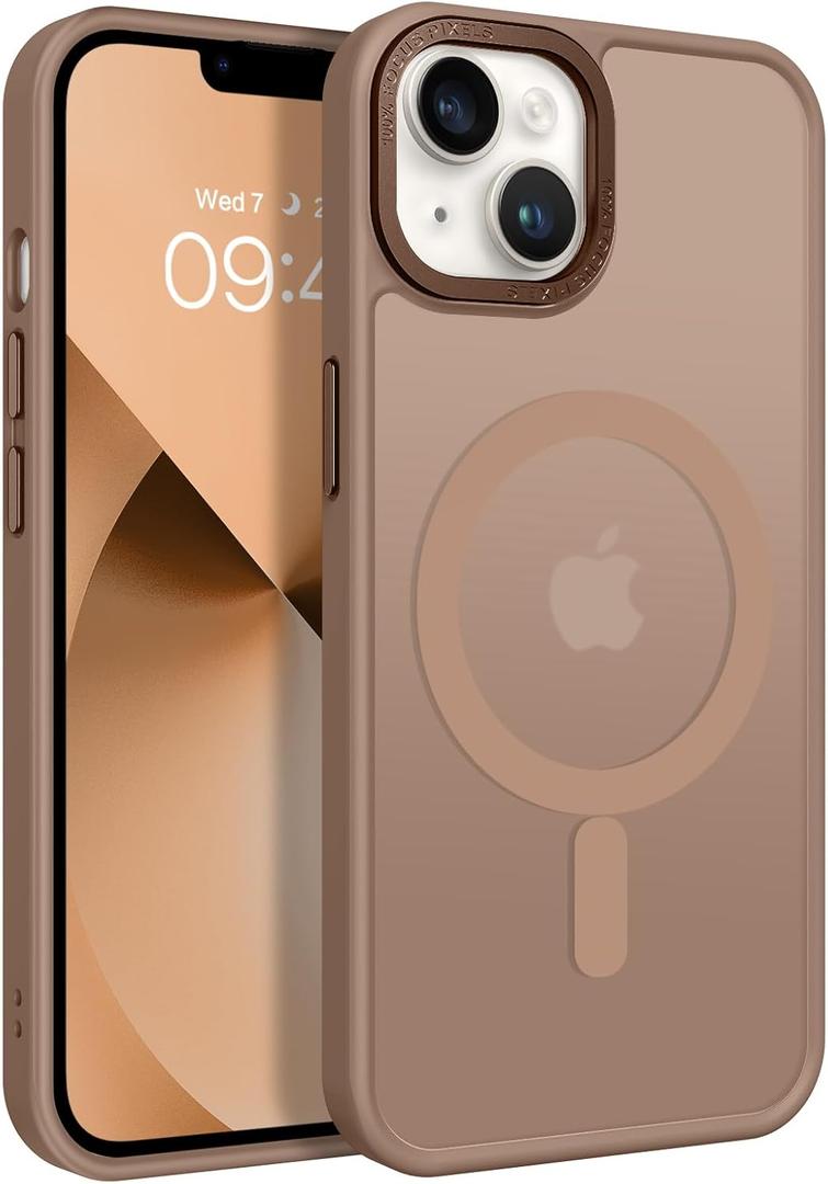 BENTOBEN Magnetic for iPhone 13 Case & iPhone 14 Case Compatible with Magsafe, Translucent Matte Phone Case iPhone 13/14 6.1 inch Slim Thin Shockproof Women Men Protective Cover, Brown