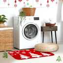 Tinideya Christmas Bathroom Rug 20"x 32" Xmas Bath Mat Red Xmas Bathroom Decor Reindeer Tree Snowflake Bath Mat Non Slip Absorbent Microfiber Washable Soft Holiday Shower Rug(Christmas Tree)