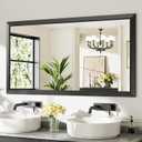 55x30 Inch Black Bathroom Mirror for Wall, Thick Metal Framed Rectangle Mirrors for Over Sink, Bedroom, Living Room, Entryway, Anti-Rust, HD Tempered Glass