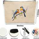 4 Pcs Vintage Abstract Botanical Flower Bird Makeup Bag, Small Waterproof Zipper Women Purse Multi Functional Toiletry Organizer for Women Friend Coworker Sister Christmas Birthday Friendship Gifts