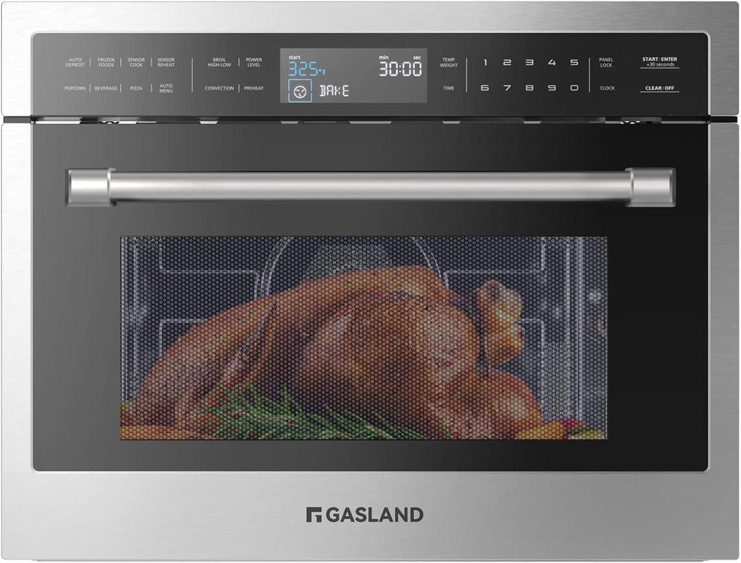 Gasland 24 Inch Built in microwave oven, Microwave and Convection Oven Combination, 1000W, 11 Levels, Sensor Cook, Touch Control, LCD Display, 1.6 Cu. Ft Wall Microwave Oven Combos, Stainless Steel