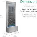 LONGRUN 48" Mirror Waterfall | Indoor Water Fountain with 7-Color LED Lights | Stainless Steel Self-Contained Waterfall Fountain for Home Decor | Large Indoor Water Feature Kit Mirrored Silver
