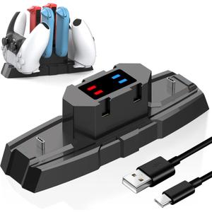 Switch Controller Charger Station for Nintendo Switch & OLED, Pro Charging Dock for JoyCon/Pro/ PS5 Controller/Xbox, 6 in 1 Charging Stand Accessories for Nintendo Gamepad, Black
