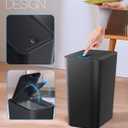 ITCPRL Bathroom Trash Can with Lid, 2 Pack 4 Gallons/15 Liters Garbage Can with Pop-Up Lid, Small Plastic Trash Can, Slim Trash Bin Waste Basket for Bathroom, Bedroom, Office, Living Room(Black)