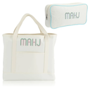 2 Pcs Embroidered Mahjong Canvas Tote (Large & Extra Large) Empty Tiles Tote Embroidered Tile Bag for Mahjong Lover Accessories Overnight