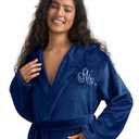 AW BRIDAL Mrs Fleece Robes, Plush Long Hooded Robes, Wedding Engagement Gifts M