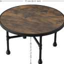 Industrial Large Round Wood Coffee Table for Living Room, Modern Farmhouse Center Table with Storage - Circular Wooden Coffee Tables