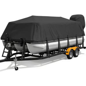 1200D Waterproof Pontoon Boat Cover 24-27 ft, Black