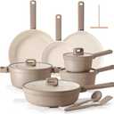 SENSARTE 20Pcs Pots and Pans Set Nonstick, Ceramic Cookware Set Non Stick, Non-toxic Healthy Kitchen Cooking Set, Induction Compatible, Dishwasher Safe, PFAS/PTFE/PFOA Free, TAUPE
