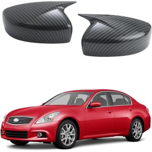 Side Rearview Mirror Cover Caps Compatible with Infiniti 2011-2012 G25, 2008-2013 G37, 2015 Q40, 2014 2015 Q6 (Carbon Fiber)