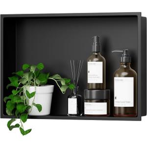18" X 12" Shower Niche Insert, Matte Black
Stainless Steel, Bathroom Wall Niche for Shower Storage, Rustproof Recessed Shower Shelf Organizer, No Tile Needed