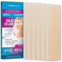 2 x AllSett Health Silicone Sheets for Scars, Post Surgery, Tummy Tuck, C-Section Recovery, Keloid Bump Removal, Stretch Marks Removal (6 Inch x 1.6 Inch), Pack of 6