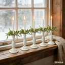 6 Pcs 1.38" Mini Green Boxwood Leaves Taper Candle Rings Wreaths Small Artificial Greenery Taper Candle Holder Wreath Candle Ring Wreath for Farmhouse Home Candlesticks Table Centerpieces Decor