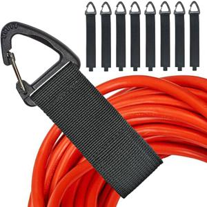 Extension Cord Organizer(8 Pack), Garage Organization and Storage, 16-Inch(Unfolded) Heavy Duty Storage Strap for Extension Cord Within 100ft or Hoses Within 35ft, with Triangle Buckle for Hanging (8L/0M/0S)