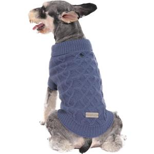 Small Dog Sweater, Warm Winter Pet Clothes, Puppy Knitwear for Small to Medium Breeds Dog Outfits (Dark Blue M)