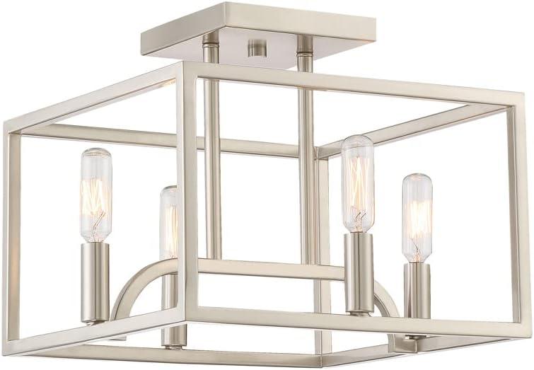 Designers Fountain Uptown 4 Light Semi-Flush Ceiling Light, Satin Platinum, 88411-SP