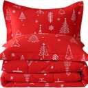 JSD Red Kids Christmas Comforter Set Twin Size, 2 Piece Xmas Tree Printed Microfiber Bedding Set, Machine Washable