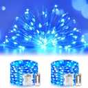 JMEXSUSS 2 Pack Fairy Lights Battery Operated, Total 200 LED 66ft Blue String Lights Waterproof with Remote Timer, Blue Christmas Lights for Bedroom Indoor Outdoor Wedding Party Xmas Tree Decor