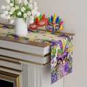 2 x XCHI Mask Cat Iris Fleur De Lis Flowers Mardi Gras Table Runner Carnival Table Decoration for Masquerade Party Home Kitchen Dining Holiday Decor 13x60 Inch