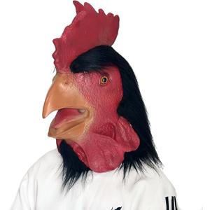 Rooster Animal Head Mask For Halloweem Costume Cosplay, Latex Funny Mask for Kids and Adult (Black)