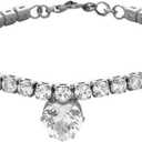 Bling Rhinestones Heart Shaped Cat and Dog Necklace Pet Gem Necklace Cat and Dog Rhinestone Collar Supplies (Silver)