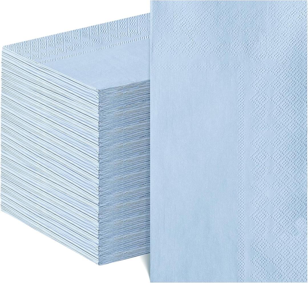 NatNarr 120 Pcs Light Blue Napkins Disposable Blue Dinner Napkin Decorative Guest Bathroom Napkins Baby Blue Paper Napkins for Wedding, Baby Shower, Bathroom, Kithchen
