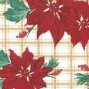 Covers For The Home Deluxe Elastic Edged Flannel Backed Vinyl Fitted Table Cover - Christmas Flower Pattern - Small Round - Fits Tables up to 40" - 44" Diameter