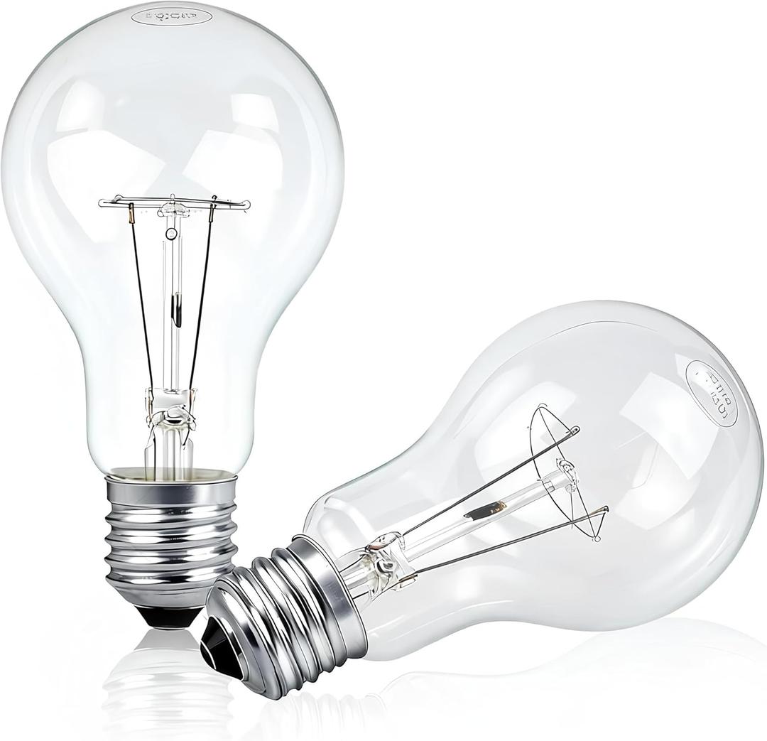 150 Watt Incandescent Light Bulbs, A21 150 WATT Incandescent Bulb Shatter Resistant Rough Service Light Bulb 150W A19 Shape (2 Pack)