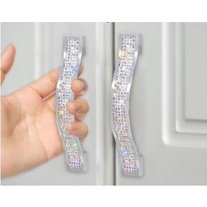 SAVORI Drawer Pulls Handle Bling Crystal Dresser Cupboard Closet Cabinet Wardrobe Door Furniture Handles Hardware Handle Pull for Home Kitchen Bathroom 2 Pack (11cm - 2 Pack, AB Color)