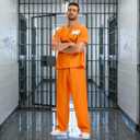 Prisoner Costume Men Orange Prisoner Jumpsuit for Halloween Costume Prison Inmate Outfit Jail Uniform (XX-Large, Short Sleeve)