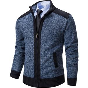 Msmsse Men's Knitted Cardigan Sweaters Jacket Full Zip Sweater Coat Blue Grey US XL (Blue, XL)