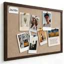 Felt Bulletin Board 24" x 16" with 30 Push Pins, Coffee Framed Pin Board, Decorative Soft Felt Cork Board for Home Office, School Classroom & Kitchen Wall Decor - Coffee