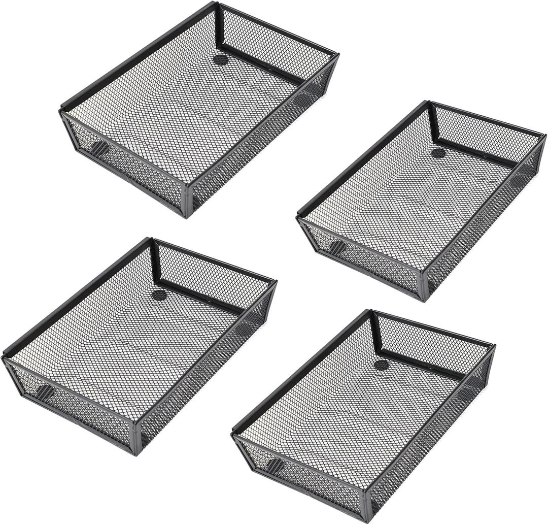 Mesh Tray Kitchen Drawer Utensil Cutlery Tray Office Supplies with Inter-locking Arm Drawer Dividers Organizer for Silverware, Flatware, Home,Office, School,Bedroom(9X64pack) Black