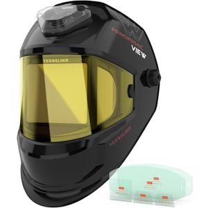 YESWELDER Panoramic Three Sides Auto Darkening Welding Helmet with 6 Arc Sensors, Blue Light Blocking, 1/1/1/1 True Color, Type-C Charging, Wide Shade for TIG MIG ARC Cut Grind Welder Hood Mask
