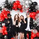 Red and Black Silver Balloon Arch Garland kit, 18/12/10/5 inch Red and Black Metal Silver Latex Balloon Set with Confetti Balloons for Graduation Baby Shower Wedding Birthday Anniversary Bachelorette
