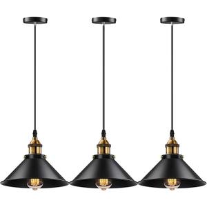 Black Pendant Lights Kitchen Island, Modern Industrial Farmhouse Pendant Lights Fixture,Mini Pendant Lighting for Kitchen Island Decor - 8.66 Inch Shade 47 Inch Cord