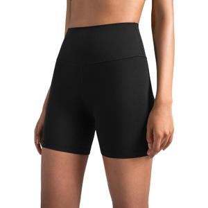 Colorfulkoala Women's Dreamlux High Waisted Yoga Shorts 6" Inseam Workout Tights (S, Black)