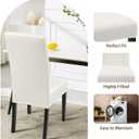 SearchI Waterproof PU Leather Dining Chair Covers Set of 6, Stretch Oilproof Parsons Chair Slipcovers Removable Washable Kitchen Chair Protector for Dining Room (Cream)
