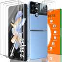 IMBZBK 9 in 1 for Samsung Galaxy Z Flip 4 5G Screen Protector, Inner Screen Flexible Film + Tempered Glass Back Screen Protector + Camera Protector accessories Case Friendly [3+3+3 Pack]