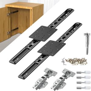 Pisman Pocket Door Slides 14 inch 2 PCS and Hardwares for Inset and Cabinet Door, Disappearing and Hidden The Slides and The Hinges