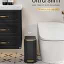 Cesun Small Bathroom Trash Can with Lid Soft Close, 5 Liter/1.3 Gallon Stainless Steel Garbage Can with Removable Inner Bucket, Step Pedal, Slim Waste Basket for Toilet, Office, Bedroom (Black&Gold)