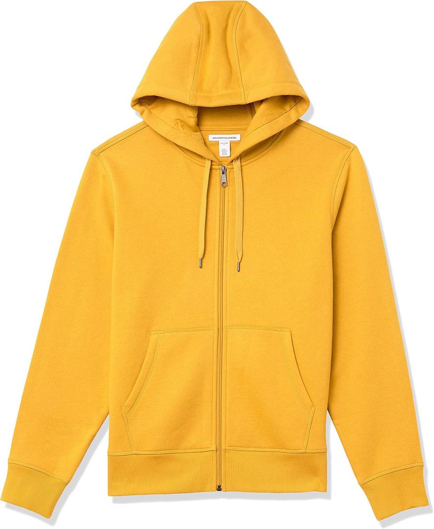 Amazon Essentials Men's Full-Zip Fleece Hoodie Sweatshirt (Yellow, M)