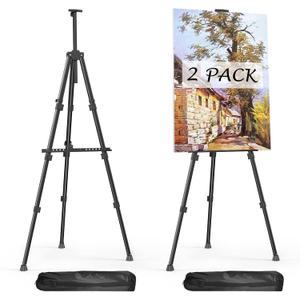 2 x Easels for Painting Canvas, Aredy 66" Art Easel for Drawing, Portable Painting Easel Stand, Metal Table Top Easel (2 Pack)