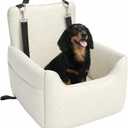 Dog Car Seat for Small/Medium Dogs Under 35lbs, Soft Booster Car Seat with Detachable Washable Cover and Cushion, Memory Foam Pet Car Seat with Safety Belt and Storage Pockets, Puppy Dog Car Bed (White)